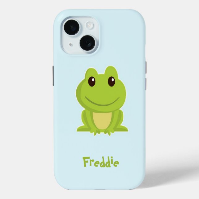 Niedlicher grüner Frosch auf blau Case-Mate iPhone Hülle (Rückseite)