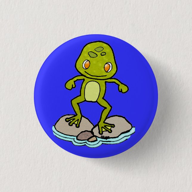 Niedlicher grüner Frosch Button (Vorderseite)