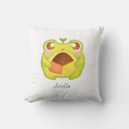 Niedlicher Grüner Frosch Holding Mexican Polvoron  Kissen