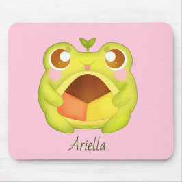 Niedlicher Grüner Frosch Holding Mexican Polvoron  Mousepad