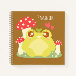 Niedlicher grüner Frosch in der Natur Notizbuch