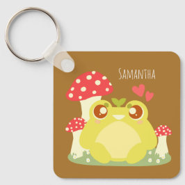 Niedlicher grüner Frosch in der Natur Schlüsselanhänger