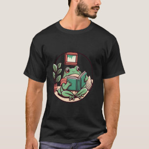 Niedlicher grüner Frosch Lesen Buch Amine Lover Me T-Shirt