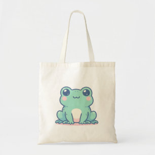 Niedlicher grüner Frosch mit Blush und Big Eyes Tragetasche
