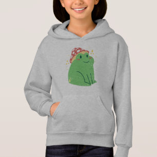 Niedlicher Grüner Frosch mit Mushroom-Hut Hoodie
