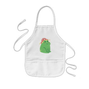 Niedlicher Grüner Frosch mit Mushroom-Hut Kinderschürze