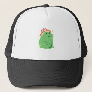 Niedlicher Grüner Frosch mit Mushroom-Hut Truckerkappe