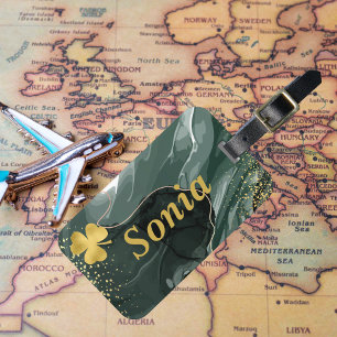 Niedlicher grüner Goldmarmor und Goldkleber, St Pa Gepäckanhänger