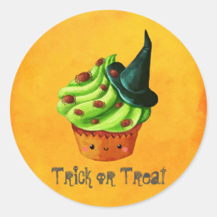 Niedlicher grüner Halloween-kleiner Kuchen Runder Aufkleber
