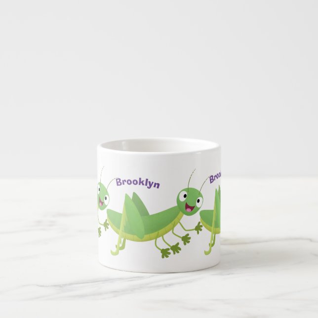 Niedlicher Grüner-Happy-Cartoon Espressotasse (Vorderseite)