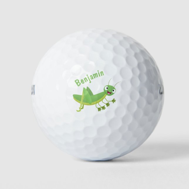 Niedlicher Grüner-Happy-Cartoon Golfball (Vorderseite)