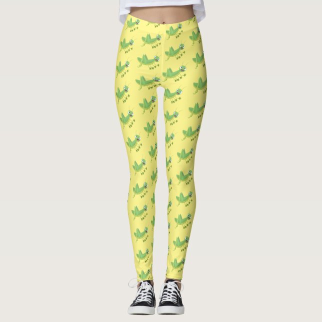 Niedlicher Grüner-Happy-Cartoon Leggings (Vorderseite)