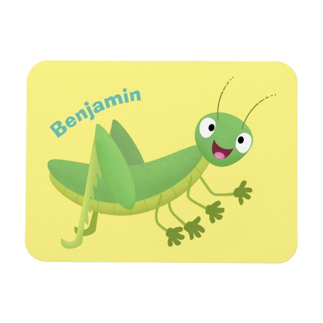 Niedlicher Grüner-Happy-Cartoon Magnet (Horizontal)