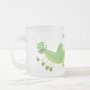 Niedlicher Grüner-Happy-Cartoon Mattglastasse