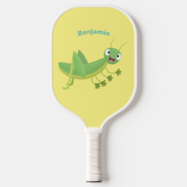 Niedlicher Grüner-Happy-Cartoon Pickleball Schläger (Vorderseite)
