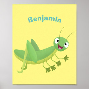 Niedlicher Grüner-Happy-Cartoon Poster