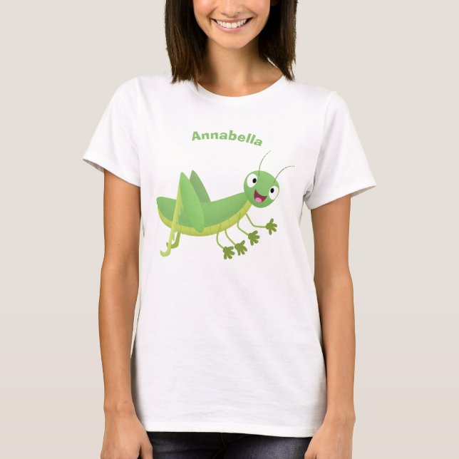 Niedlicher Grüner-Happy-Cartoon T-Shirt (Vorderseite)