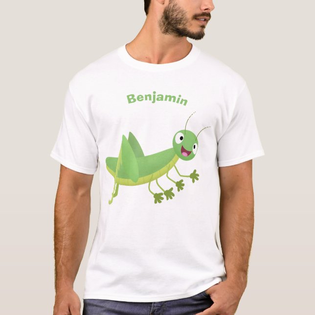Niedlicher Grüner-Happy-Cartoon T-Shirt (Vorderseite)