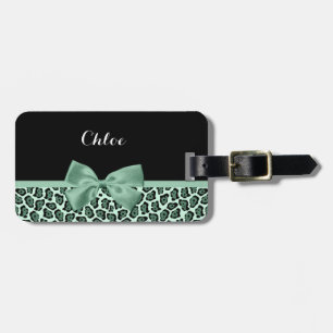 Niedlicher grüner Jaguar Print Girly Jade Bow und  Gepäckanhänger