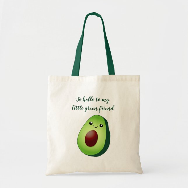 Niedlicher, grüner Kawaii Avocado zeichnend Lebens Tragetasche (Vorne)