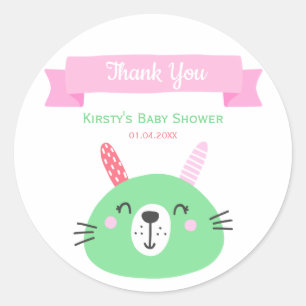 Niedlicher Grüner Kinderwagen Babydusche Danke Runder Aufkleber