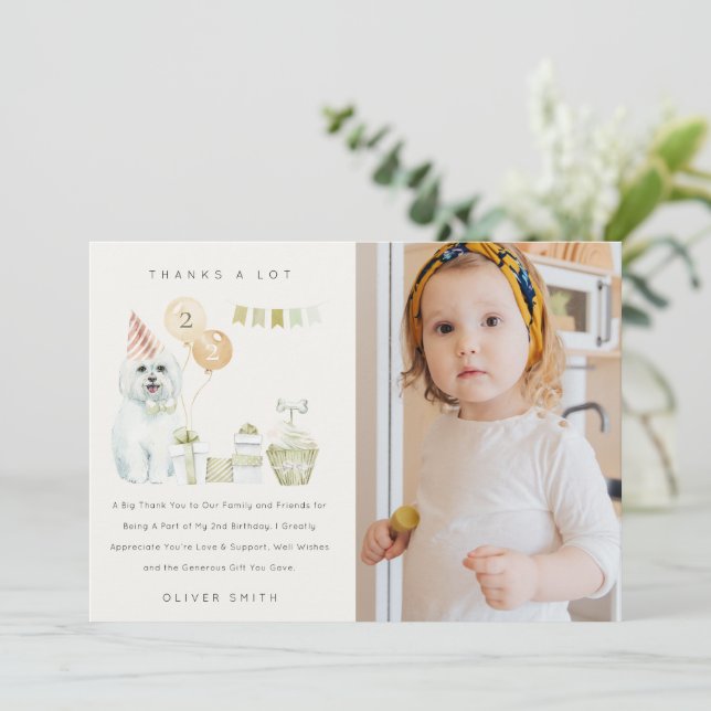 Niedlicher grüner Rost Hund jedes Alters Geburtsta Dankeskarte (Stehend Vorderseite)