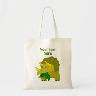 Niedlicher grüner Triceratops-Cartoon-Dinosaurier Tragetasche