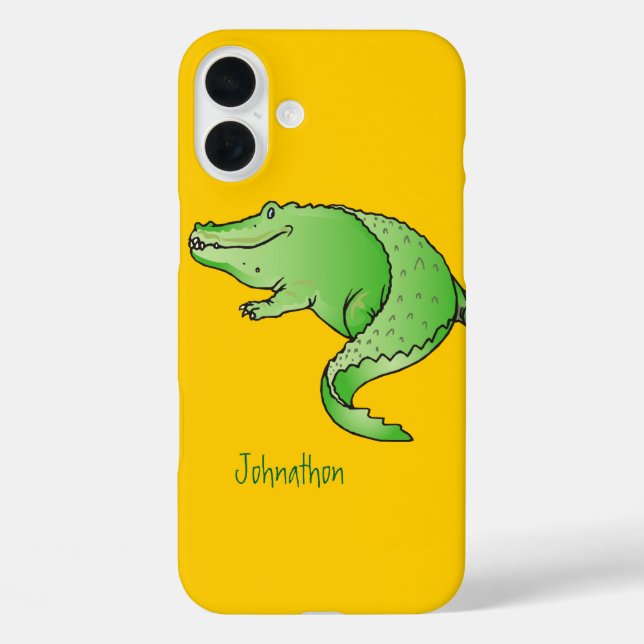 Niedlicher, grüner und gelber Alligator Case-Mate iPhone Hülle (Rückseite)