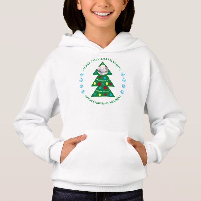 Niedlicher Grüner Weihnachtsbaum Feiertag Hoodie (Vorderseite)