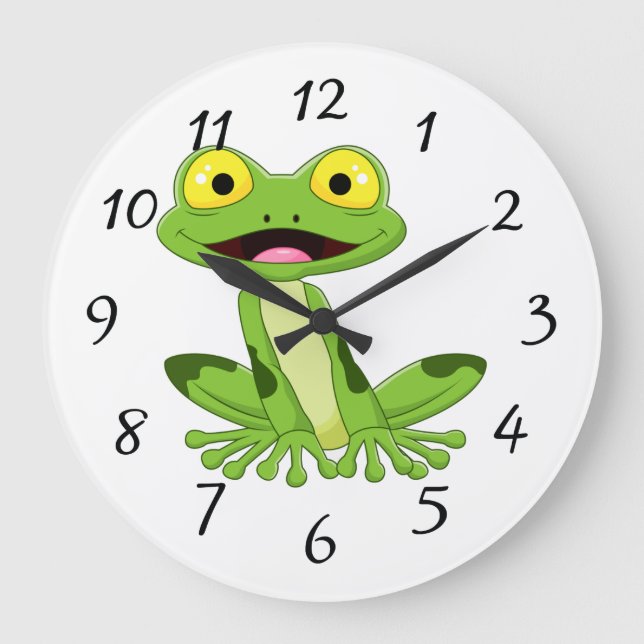 Niedlicher Grünfrosch Große Wanduhr (Vorderseite)