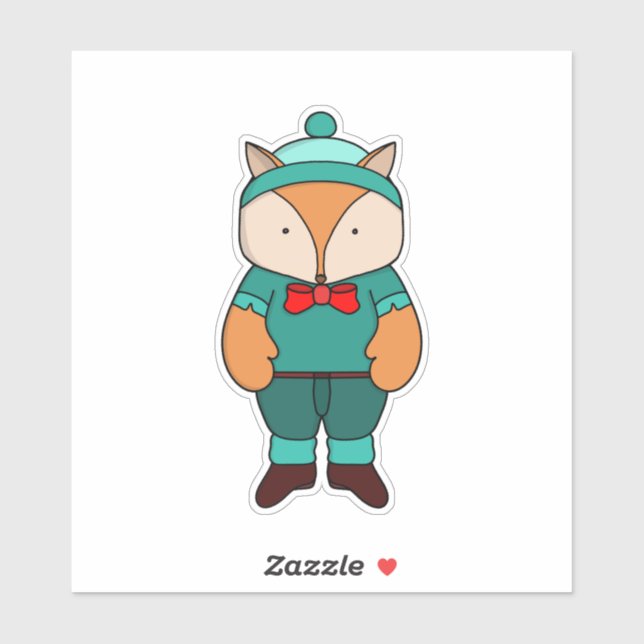 Niedlicher Grünfuchs Aufkleber (Blatt)