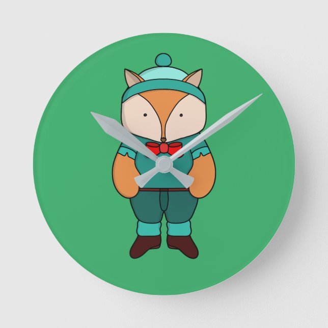 Niedlicher Grünfuchs Runde Wanduhr (Vorderseite)