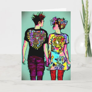 Niedlicher Grunge Punk Rock Couple Happy Valentins Karte