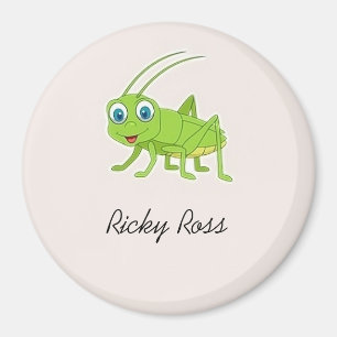 Niedlicher Grüngrasshopper lila Magnet