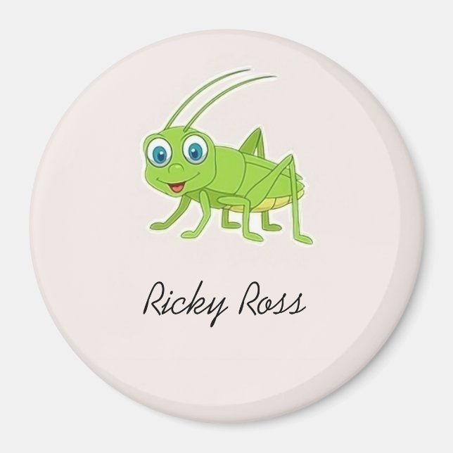 Niedlicher Grüngrasshopper lila Magnet (Vorne)