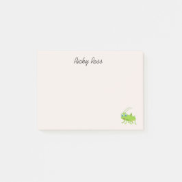 Niedlicher Grüngrasshopper lila Post-it Klebezettel