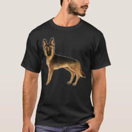 Niedlicher GSD-Hund aus Schwarz und Tan, Zeichnend T-Shirt