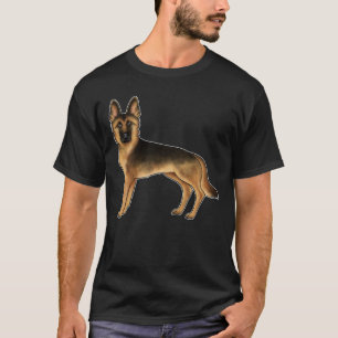 Niedlicher GSD-Hund aus Schwarz und Tan, Zeichnend T-Shirt