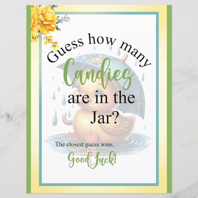 Niedlicher Gummi Duck Baby Dusche Candy Jar Game (Vorderseite)