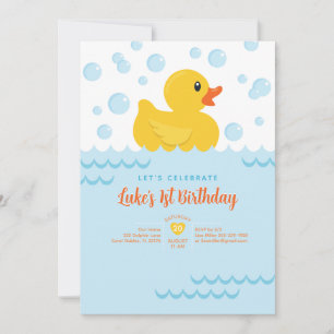 Niedlicher Gummi Ducky Kids 1. Geburtstag Party Einladung