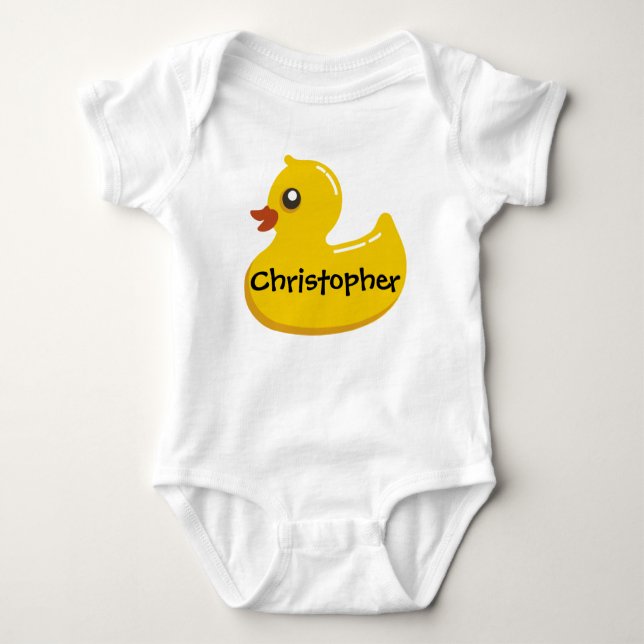 Niedlicher Gummi Ducky Personalisiert Girl/Boy Baby Strampler (Vorderseite)