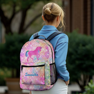 Niedlicher, gürtelheiß rosa Regenbogen Einhorn Gli Bedruckter Rucksack