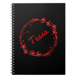 Niedlicher, gürtelroter Blumenmonogramm personalis Notizblock