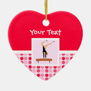 Niedlicher Gymnastik-Schwebebalken Keramik Ornament