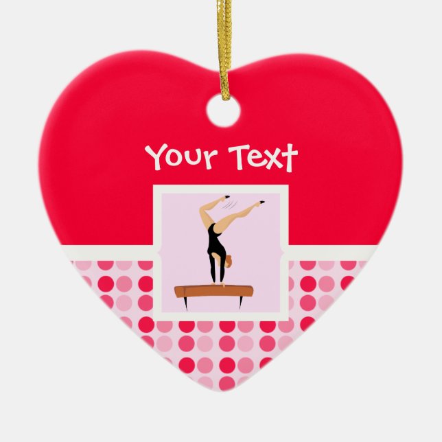 Niedlicher Gymnastik-Schwebebalken Keramik Ornament (Vorne)