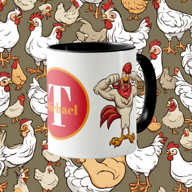Niedlicher Hahn Ländermonogramm Tasse (Von Creator hochgeladen)