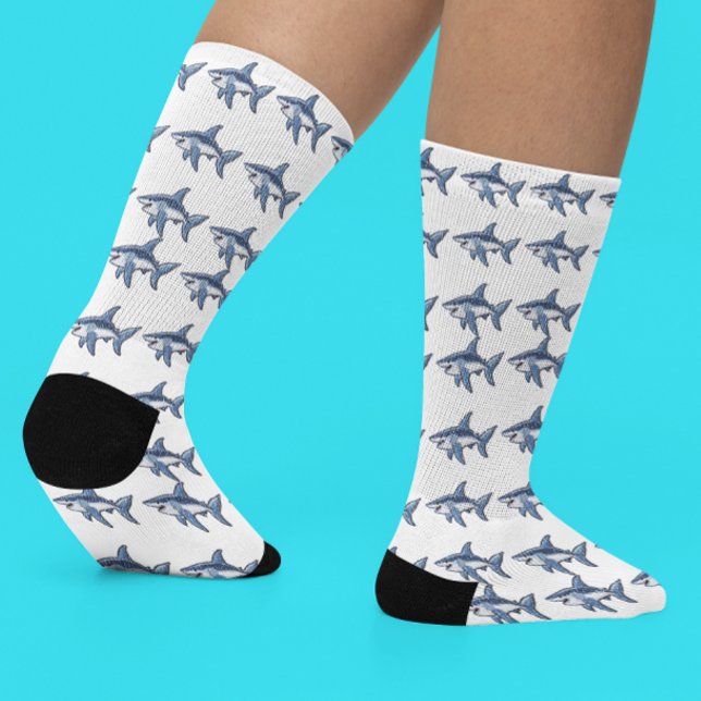 Niedlicher Hai bestickt Socken (Von Creator hochgeladen)