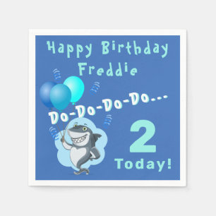 Niedlicher Hai Blue Balloons Birthday Serviette