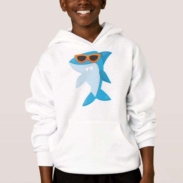 Niedlicher Hai, Cooler Hai, Hai mit Sonnenbrille Hoodie (Vorderseite)