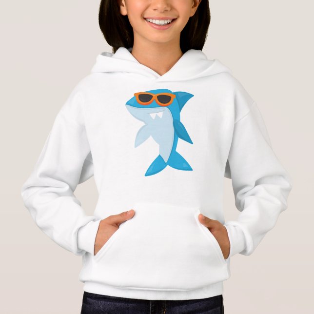 Niedlicher Hai, Cooler Hai, Hai mit Sonnenbrille Hoodie (Vorderseite)